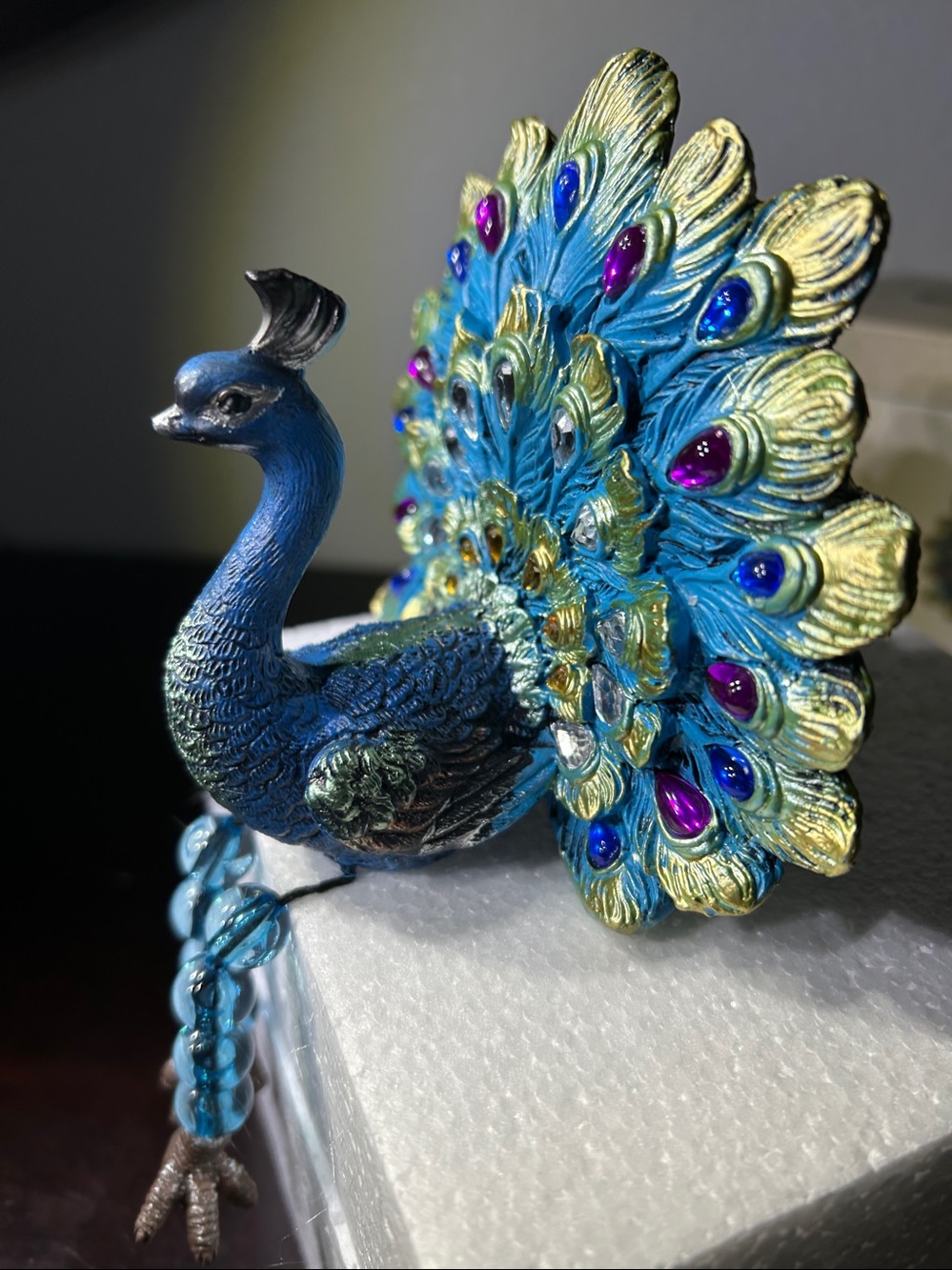 2015 Jeweled Peacock Shelf Sitter Cracker Barrel Exclusive